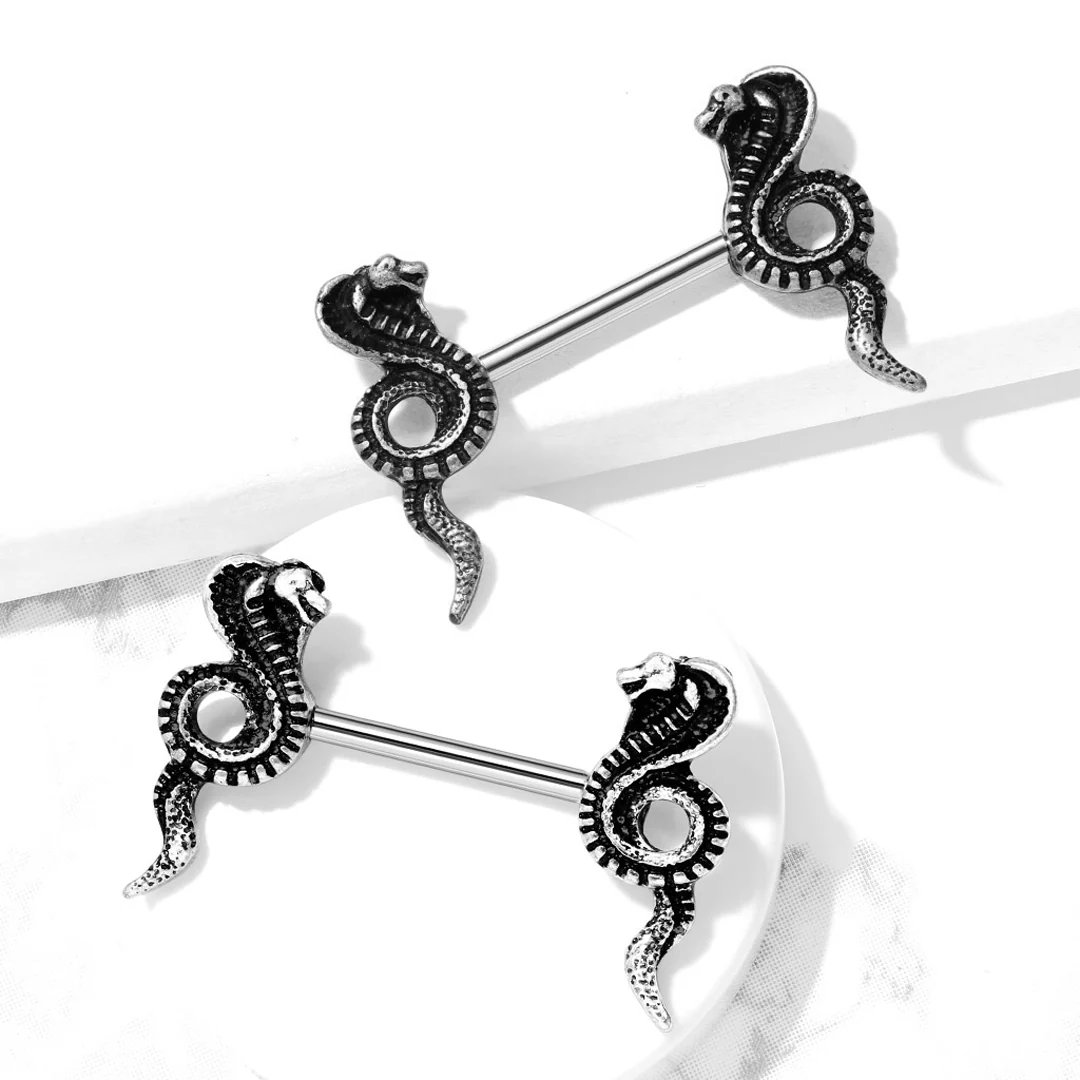 14g Cobra End Nipple Barbells - Pair - Image 3