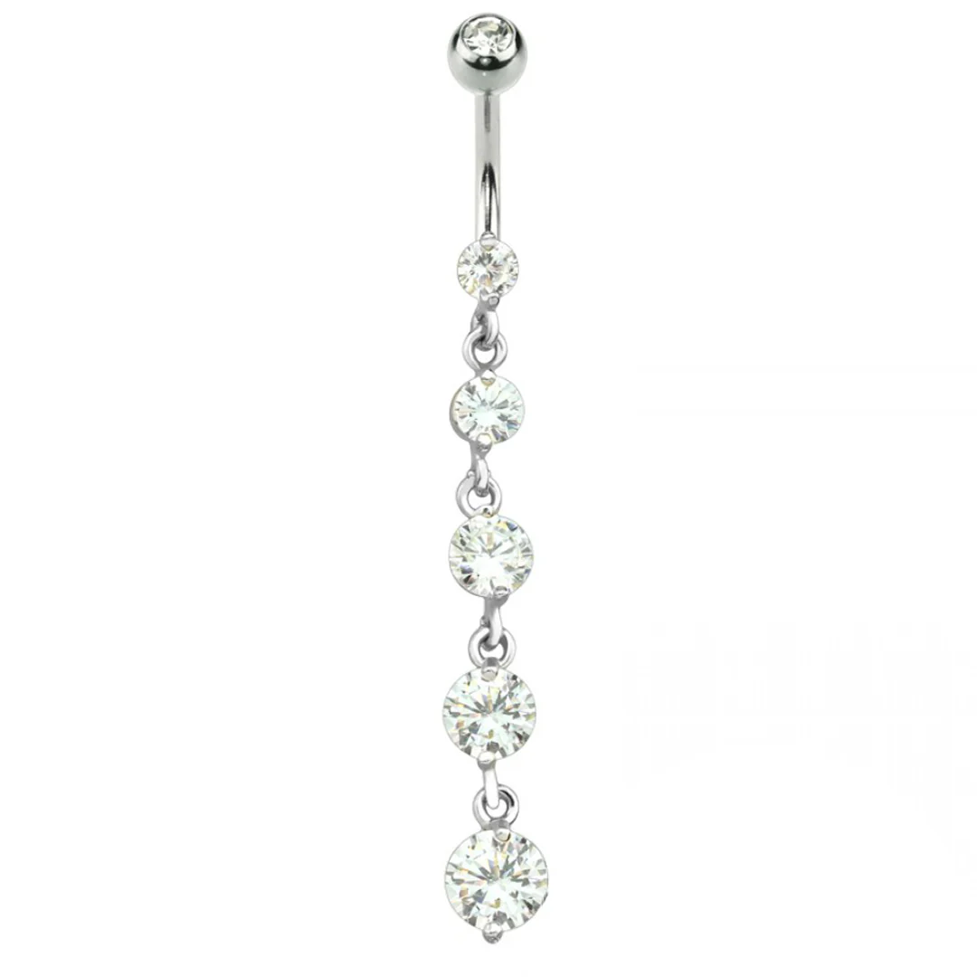 14g Five Gem Cascade Dangle Navel Ring - Image 2