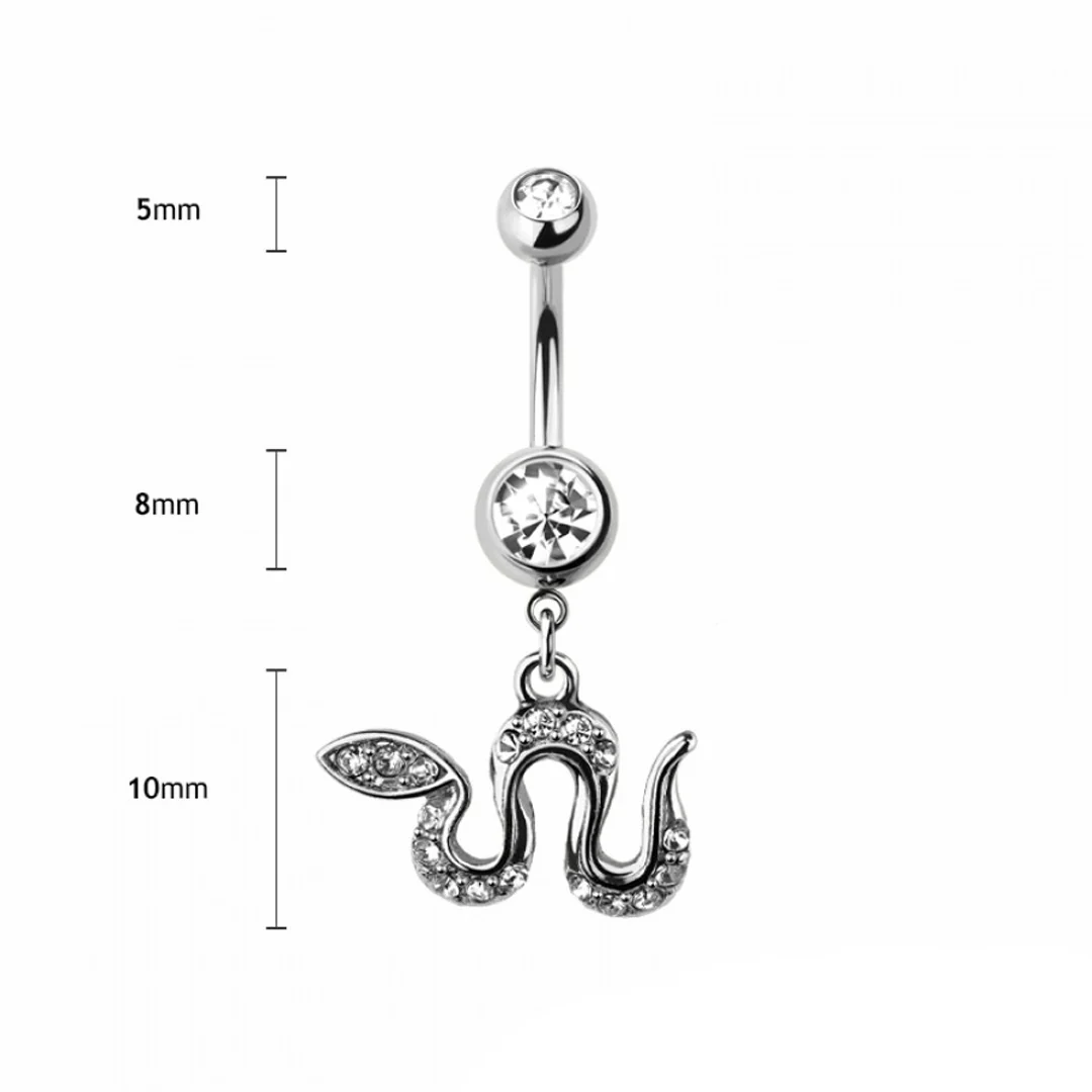 14g Heart Shape Snake Navel Ring - Image 3
