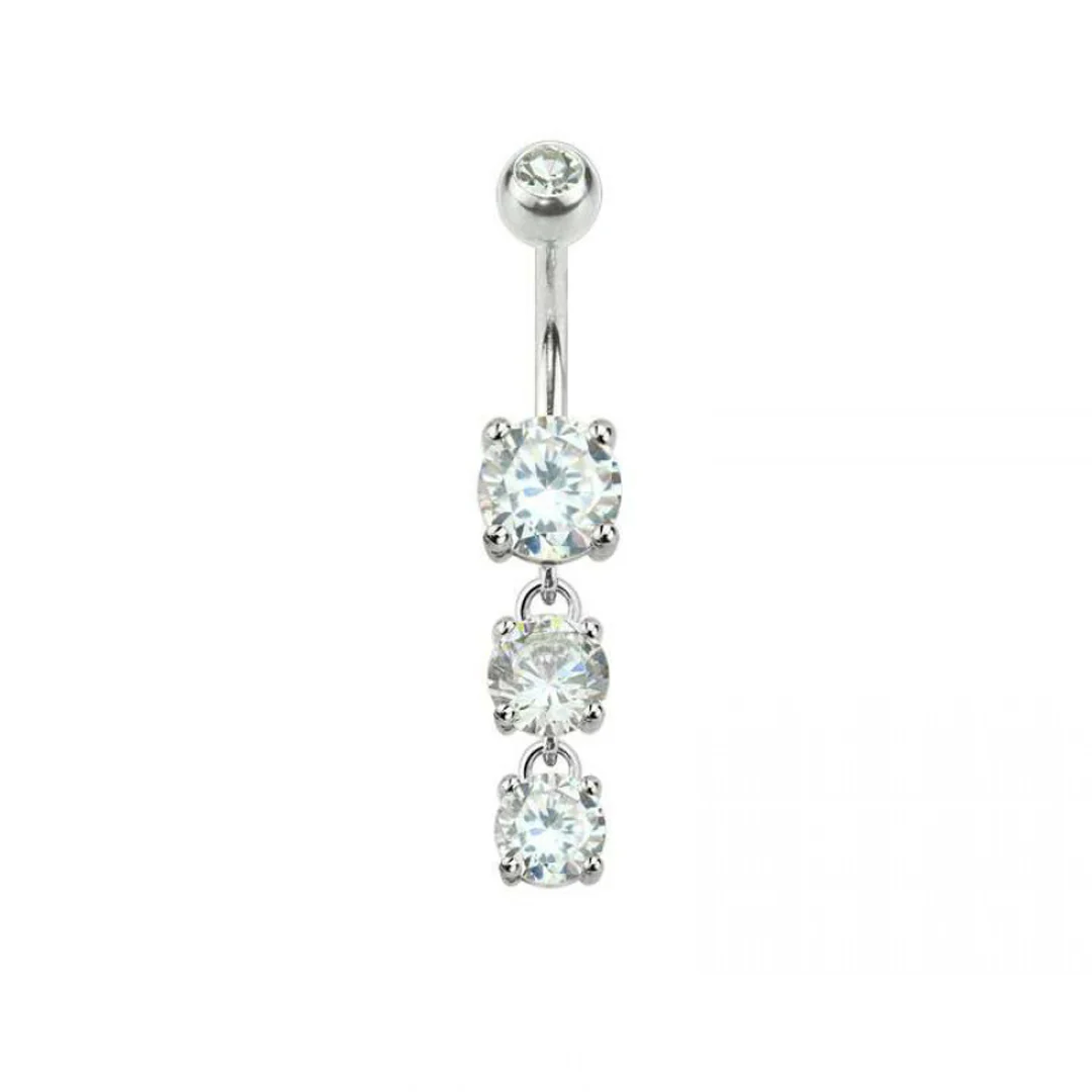 14g Triple Gem Cascade Dangle Navel Ring - Image 2