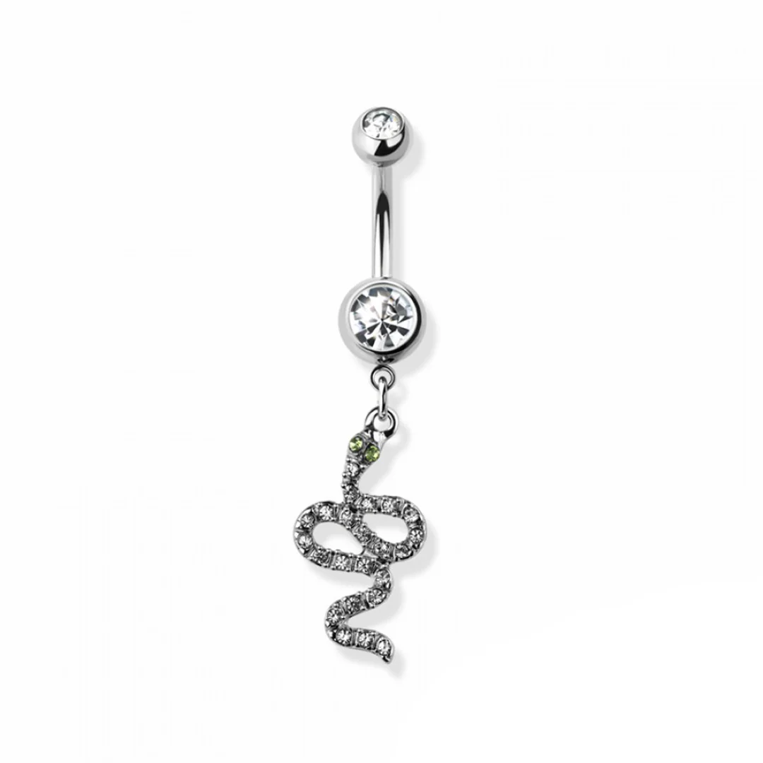 14g Vertical Snake Navel Ring - Image 2