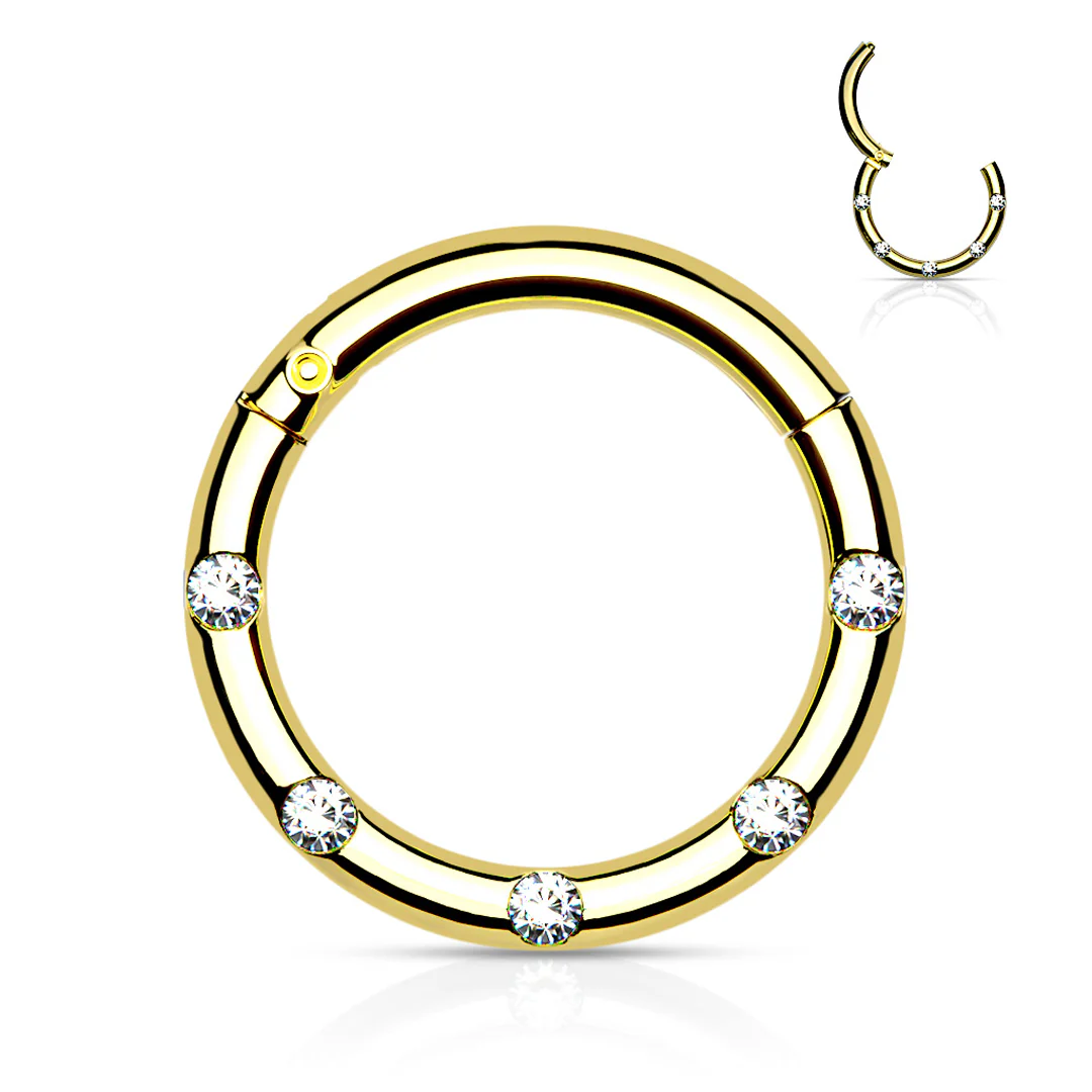 16g Crystal Set Hinged Hoop - Image 2