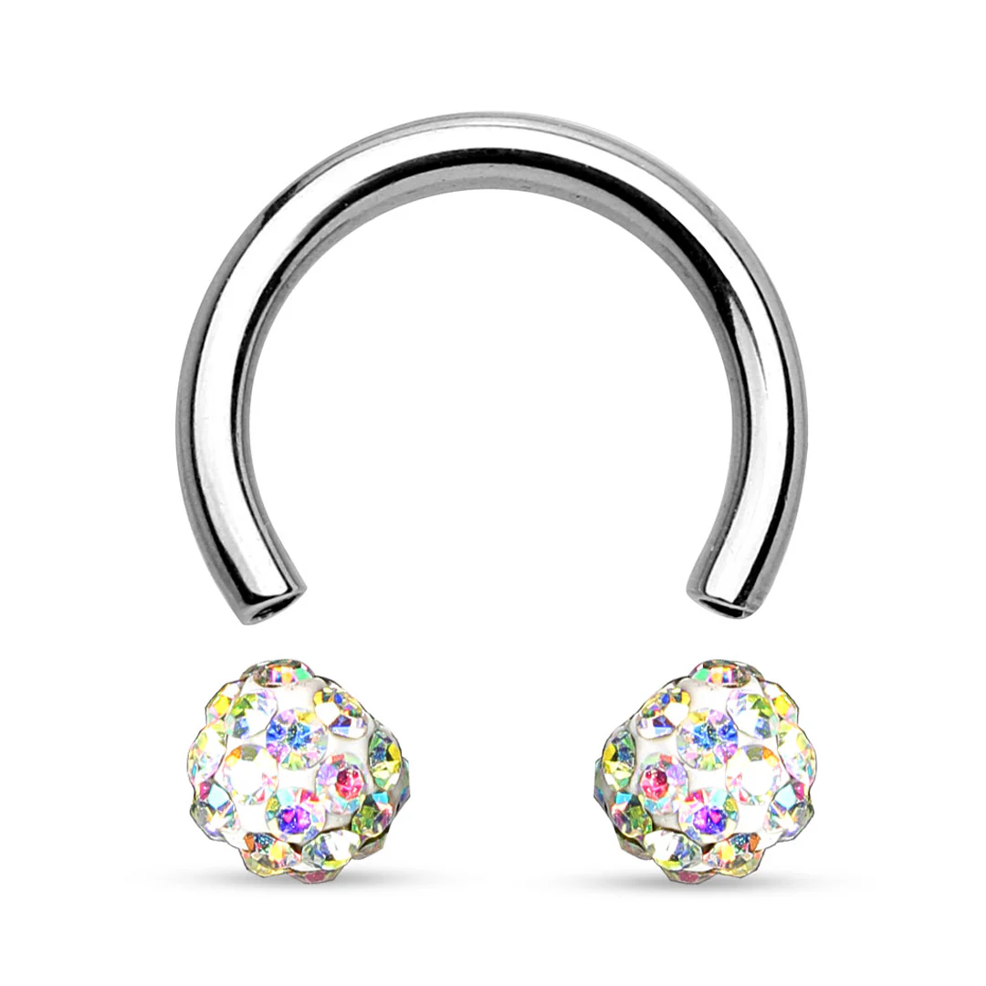 16g Paved Ferido Balls Horseshoe Hoop - Image 2