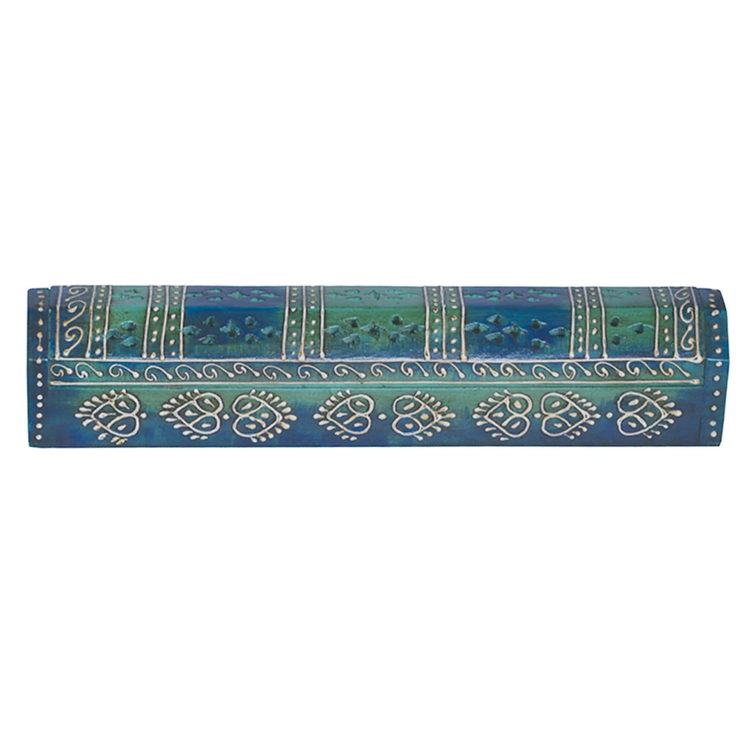 Blue & Green Hand Painted Coffin Incense Burner