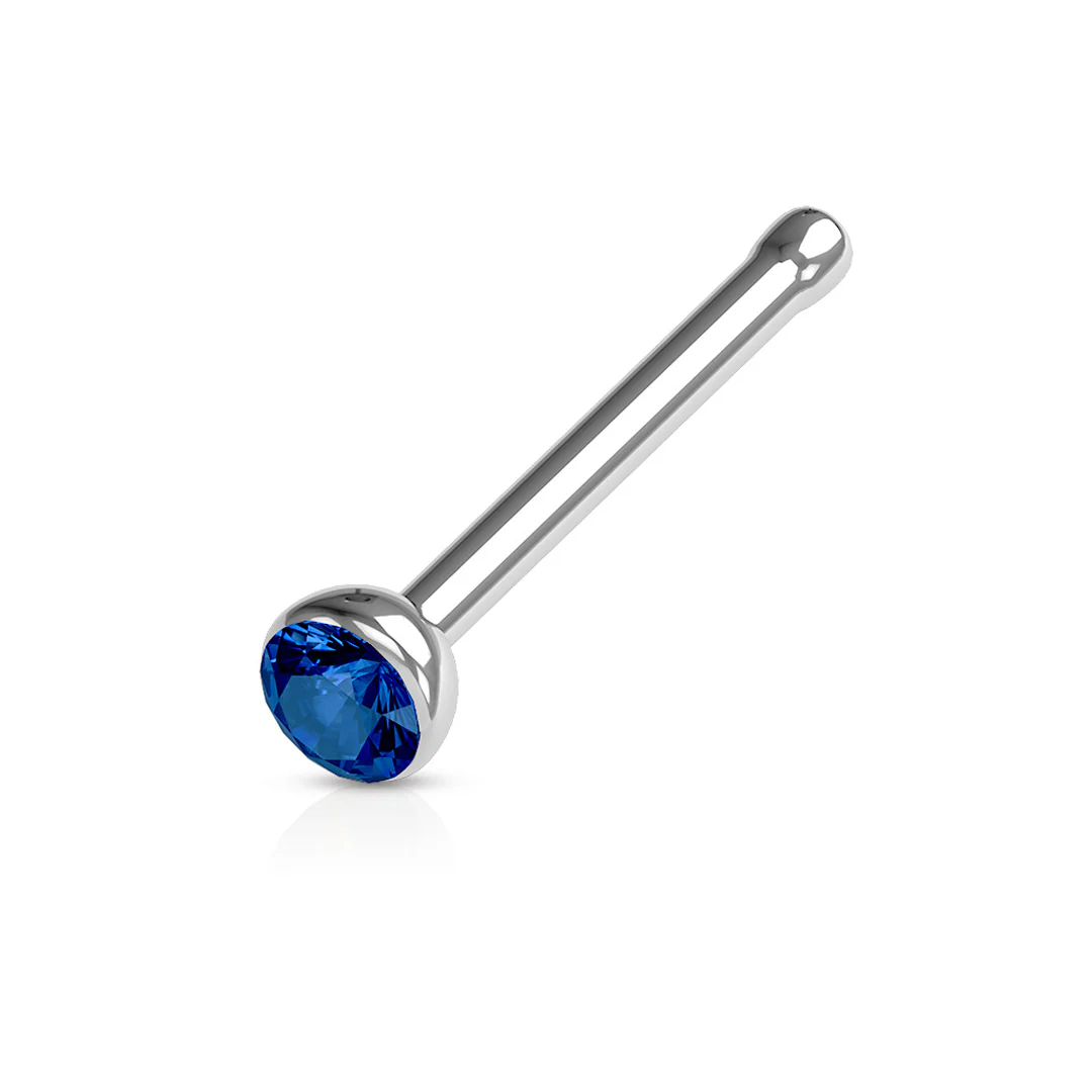 Knob Back 1/4" 18ga 316L Surgical Steel Gem Ball Nose Stud - Image 3