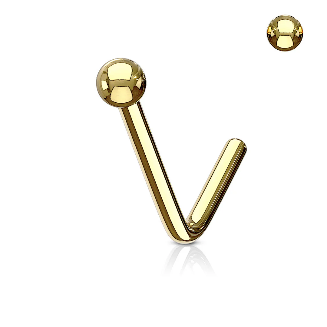L-Bend 1/4" 20ga 316L Surgical Steel Ball End Nose Stud - Image 2